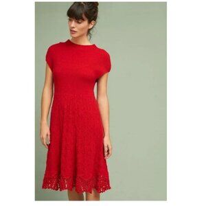 Anthropologie Feather Bone Red Oda Sweater Dress Size XS, NWT